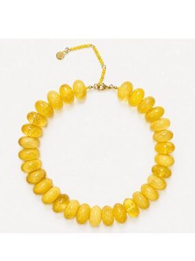 Yellow Aventurine Beaded Necklace - Oval Pebble Beads